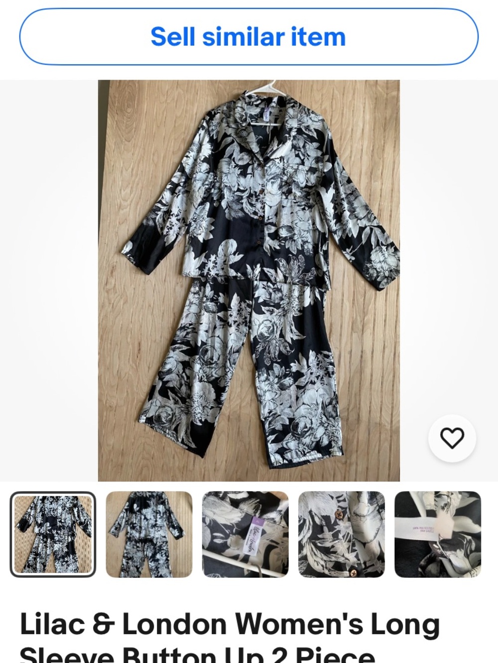 Lilac & London Black and White Floral 2-Piece Women's Pajama Set